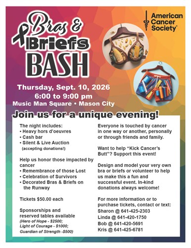 Save the Date - Enjoy an evening with a Bras & Briefs on the Runway; celebrate cancer survivors and remember those lost!