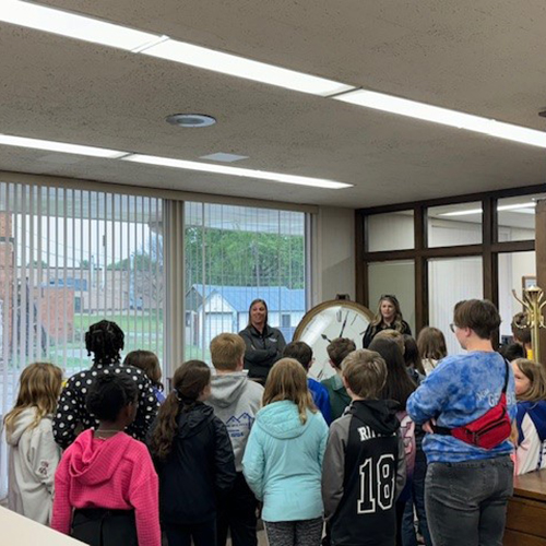 Students visiting the bank.