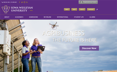 Iowa Wesleyan University Website (redesigned and managed site)