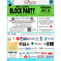 Community Health Center of Mason City's Back-to-School Block Party, July 21 2026