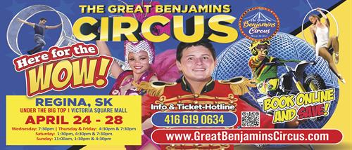 The Great Benjamins Circus is Coming to Regina, SK!