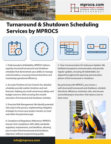 Shutdown, Turnaround & Outage Scheduling Services Shutdown, Turnaround & Outage Scheduling Services