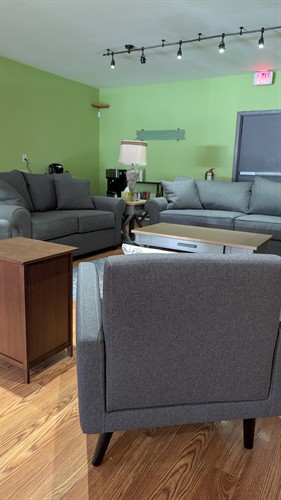 Community seating area for classes, gatherings, and conversation