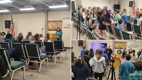 Each month, our students come together to lift their voices and hearts in Worship Chapel.