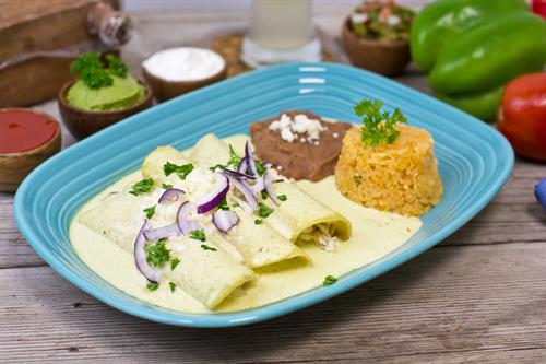 Enchiladas Suizas with a Cream base, a piece of Heaven!