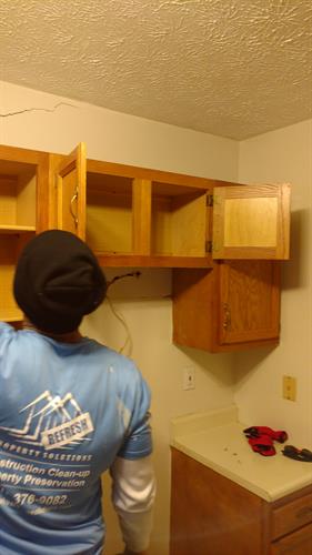 Preparing to remove cabinets and drywall