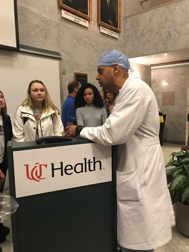 TAP MD students with Dr. Tayyab DIwan at UC Health demonstration
