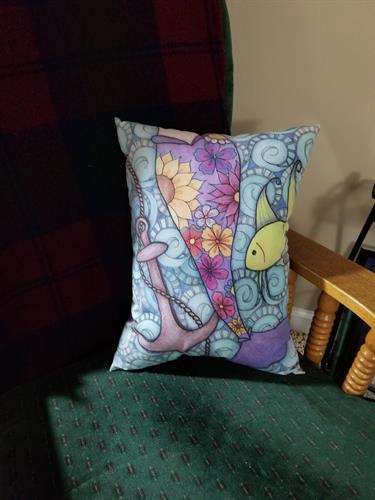 Pillow with artwork of Rose Mast