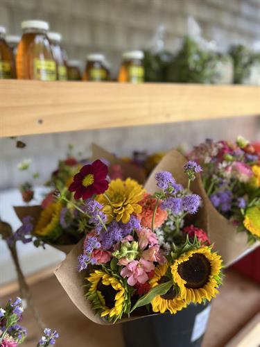 Local Flowers & Honey at our Farm Stand, Summer 2023