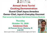 2026 Dante Society of Westerly Annual Anna Turrisi Cooking Demonstration