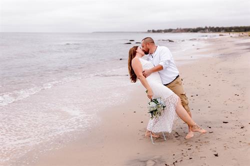 Tahra & Chris eloped in the same exact spot where he proposed 3 years earlier. Harkness Park, Waterford, CT.  Photo by Brenda De Los Santos Photography