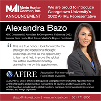 NAI/Merin Hunter Codman Announces Commercial Associate Alexandra Bazo, Selected to be Georgetown University’s AFIRE Representative