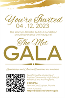 Warrior Athletic and Arts Foundation invites you to The Met Gala on April 12th at the Pelican Club in Jupiter