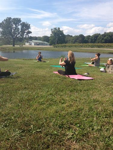 Yoga in front of the Lake