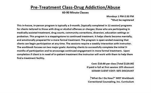 Pre-Treatment Adult Drug Alcohol Abuse Program