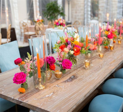 Simple & Colorful Flora Centerpieces - Bud Vases & Candles