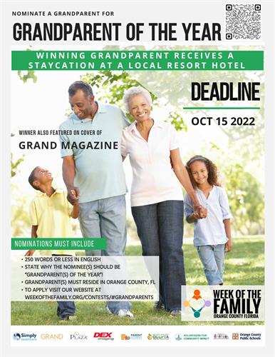 Grandparent of the Year Award:  Deadline October 15, 2022