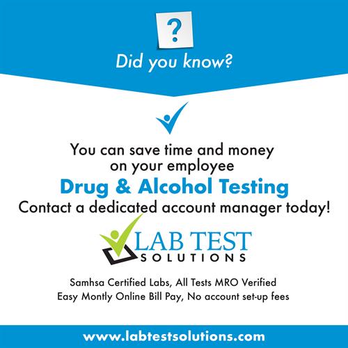 Save time and money! Let Lab Test Solutions help you!