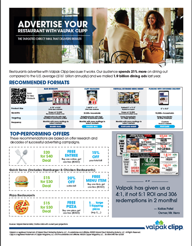 ADVERTISE YOUR RESTAURANT WITH VALPAK CLIPP