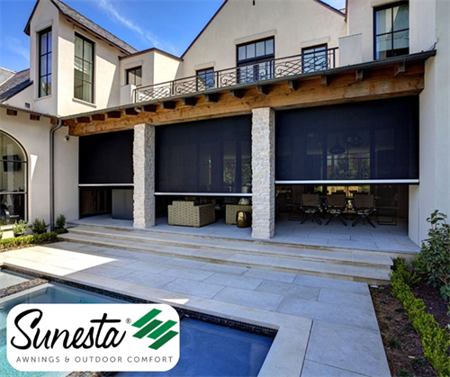 Sunesta retractable screens providing shade on patio