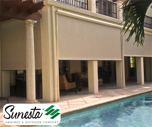 Sunesta retractable screens providing shade & privacy on patio