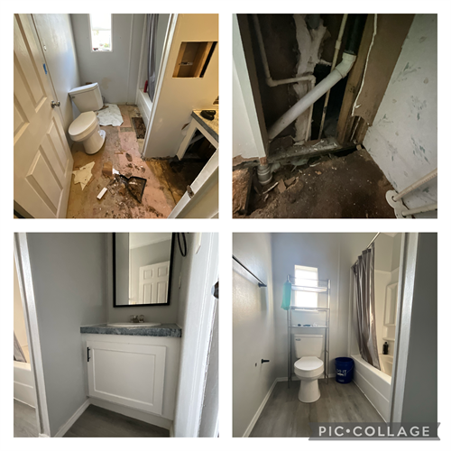 Floor, Subfloor, Wall, and Cabinet Repair (Before/After)