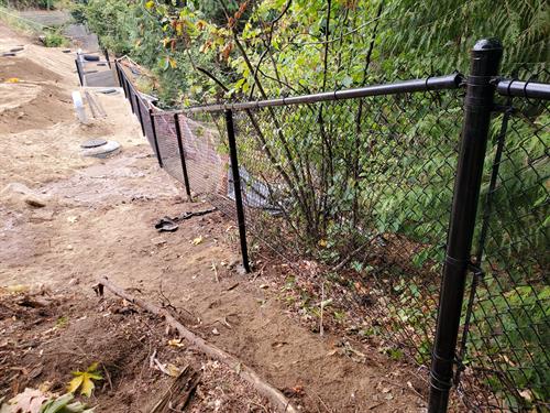 Black chain link fence.