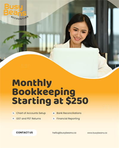 Monthly Bookkeeping from $250