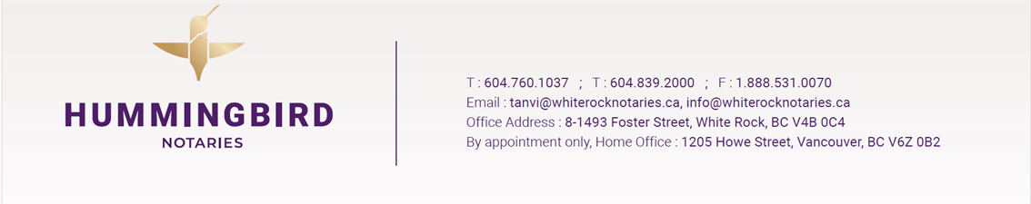 Hummingbird Notaries (Tanvi Ahuja Notary Corporation)