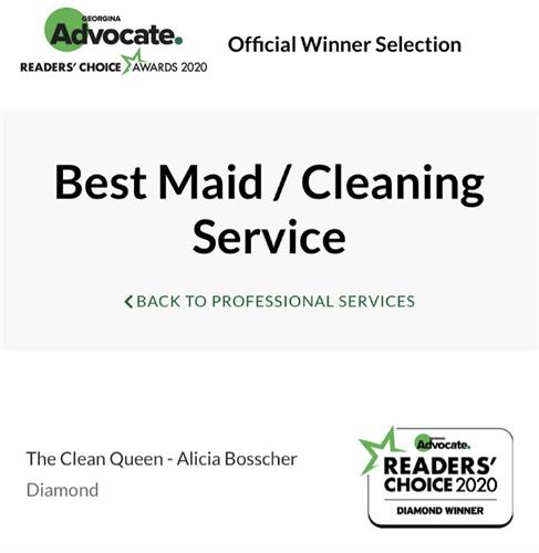 Readers Choice Winner for Best Maid/ Cleaning Service 2020