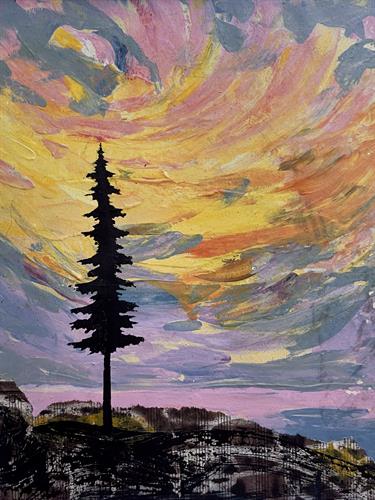Stand Tall - One of a Kind Monoprint on paper