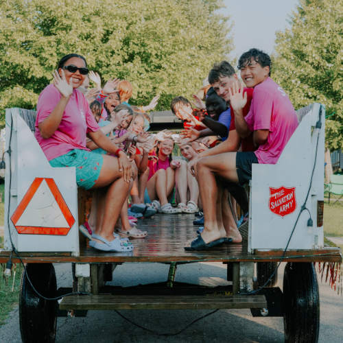 Water wagon rides at carnival night