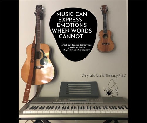 "Music can express emotions when words cannot" check out if music therapy is a good fit for you at, chrysalismusictherapy.com