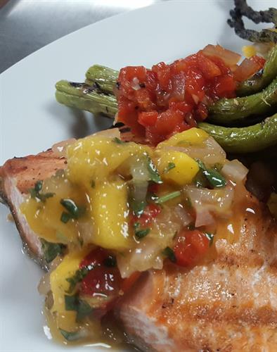 Grilled Salmon with tropical salsa