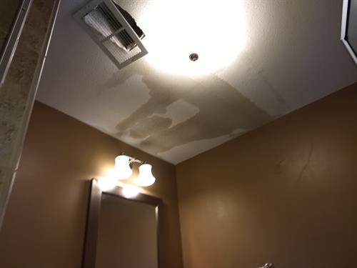 Water spot on bathroom ceiling.