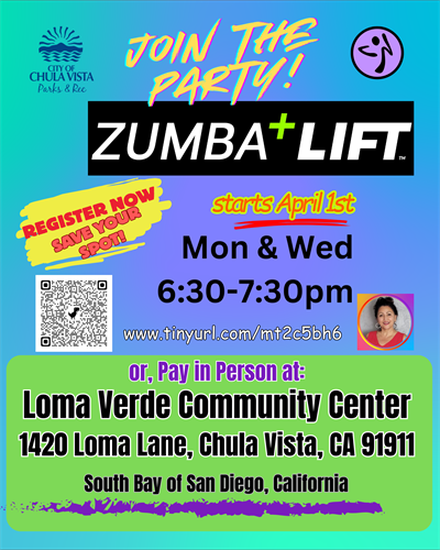 Mon & Wed at 6:30-7:30pm  Zumba + Lift (cardio & strength)