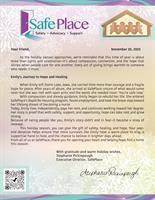 SafePlace Year End Appeal is a Great Way to Support a Domestic Abuse Survivor on This Giving Tuesday