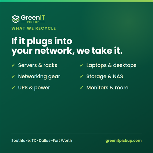 We recycle servers, laptops, desktops, networking, storage & UPS