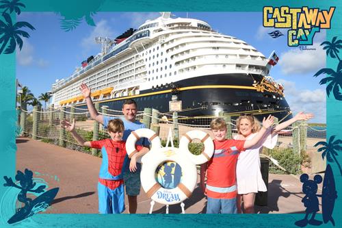 My family and me on Castaway Cay, Disney's private island, during a sailing on the Disney Dream.