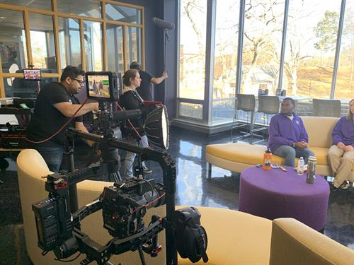 Filming for the College of Education and Human Sciences at the University of North Alabama.