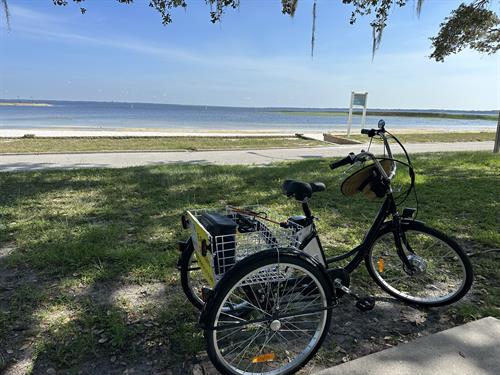 Nice spot to chill out at the beach on the St. Cloud lakefront e-trike tour.