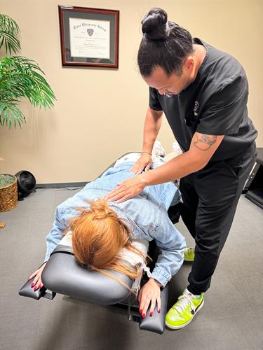 Dr. Tran examines each patient and tailors the adjustment to their needs