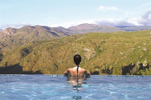 The Infinity Pool at Valley View Casino & Hotel offers incredible views of the Palomar Mountain Range.