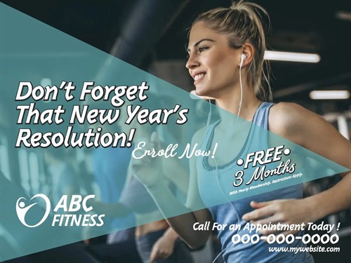 New Year gym postcard for fitness studios