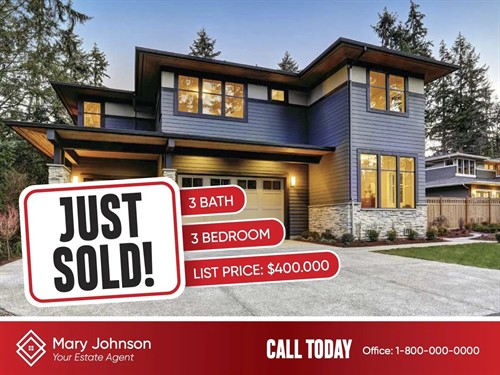 Just sold postcard for real estate agents, mailed to the neighborhood