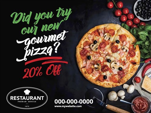 Restaurant and pizza postcard with an EDDM® offer