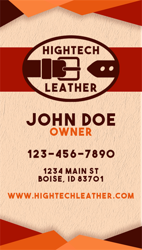 A mock business card I created for a leatherworking business.