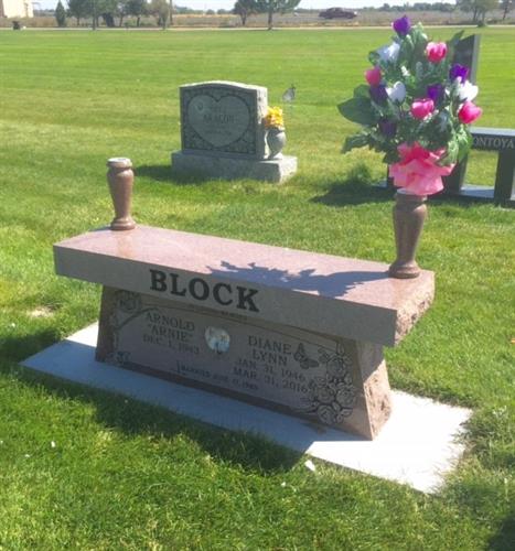 Beautiful Colorado Rose Granite Bench for the Block Family