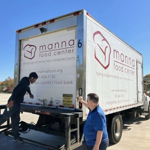 Manna's truck getting ready for deliveries. Manna's truck getting ready for deliveries.