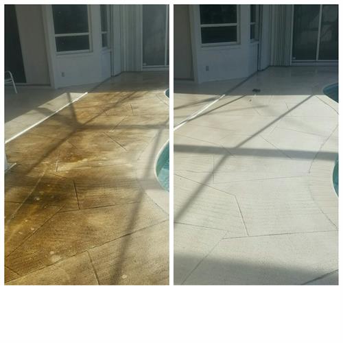 Before and After Pool Deck Cleaning